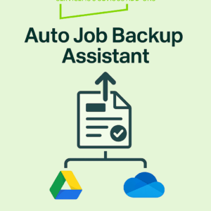 Auto Job Backup Assistant promotional image – automatically back up ServiceM8 job cards to Google Drive or OneDrive
